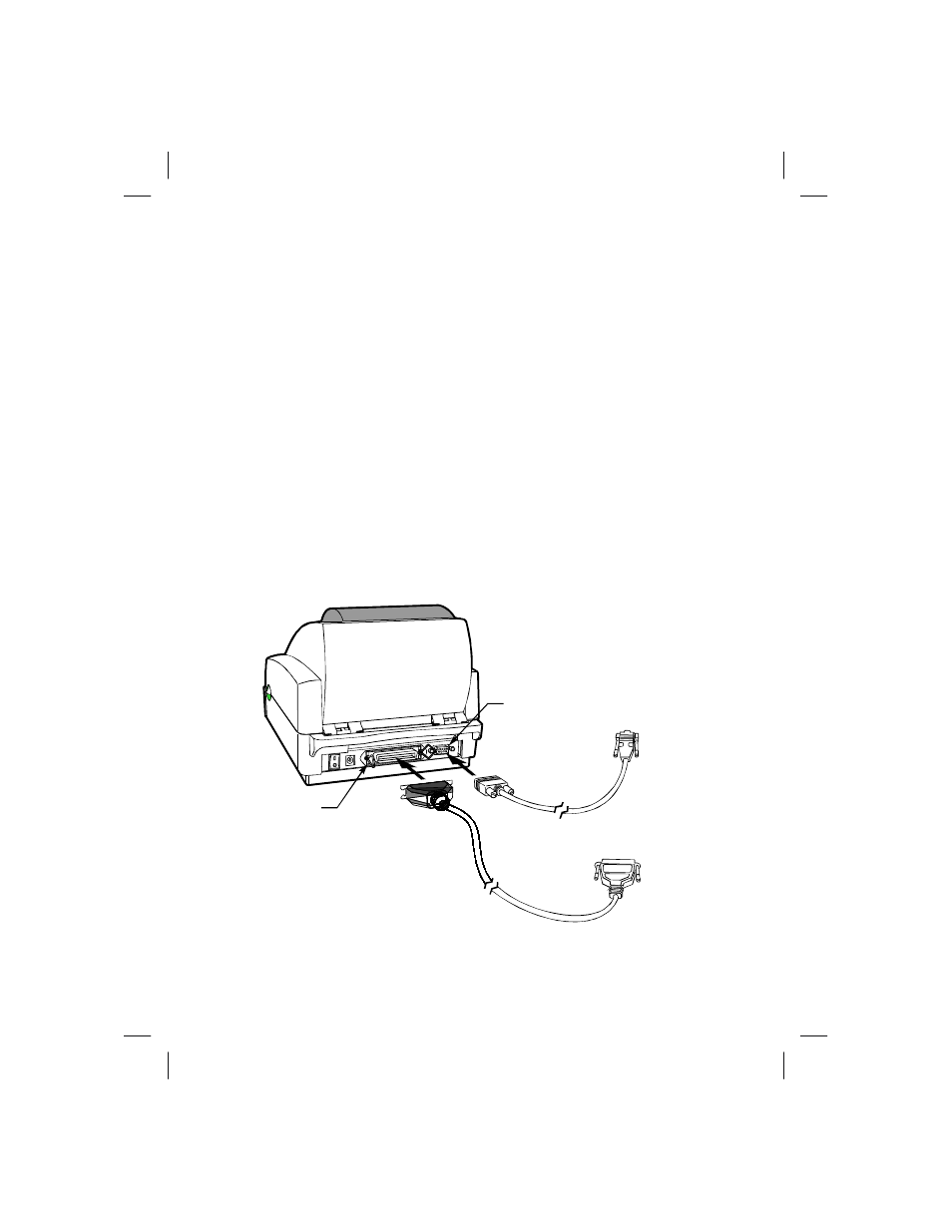 Parallel interface requirements, Serial and parallel cabling requirements, The back of the printer (refer to | Figure 31, The other end of this serial | Zebra Technologies T402 User Manual | Page 35 / 62