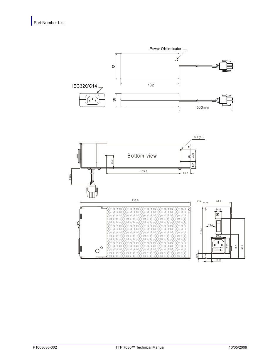 B o tto m vie w | Zebra Technologies TTP 7030 User Manual | Page 116 / 128