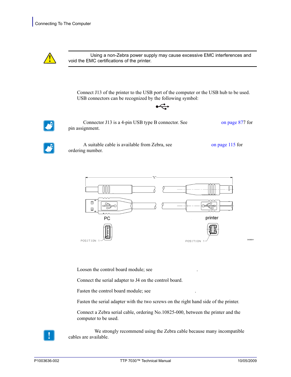 Connecting to the computer, Connect the ttp 7030, Using a serial adapter | Connect the ttp 7030 using a serial adapter | Zebra Technologies TTP 7030 User Manual | Page 16 / 128