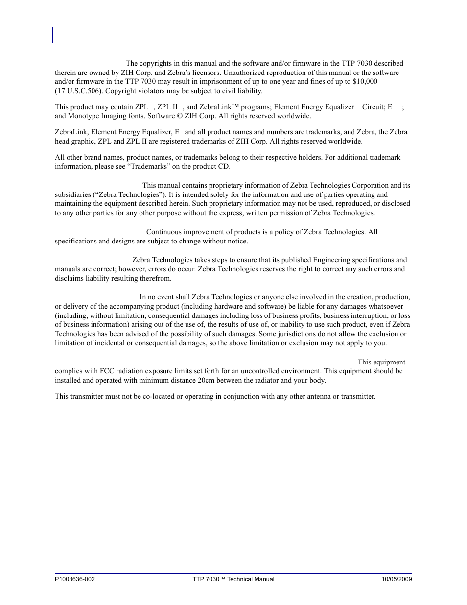 Zebra Technologies TTP 7030 User Manual | Page 2 / 128