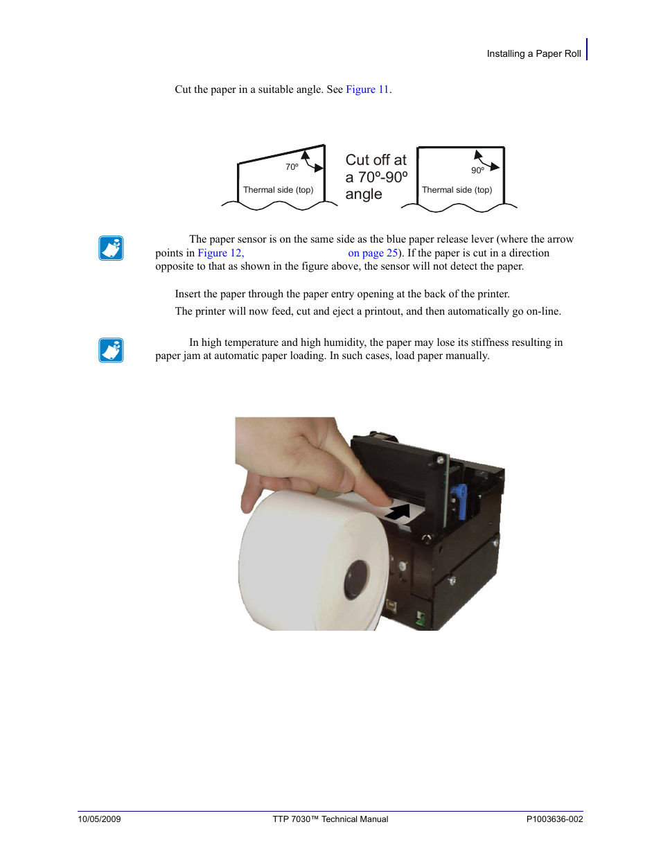 Cut off at a 70º-90º angle | Zebra Technologies TTP 7030 User Manual | Page 25 / 128