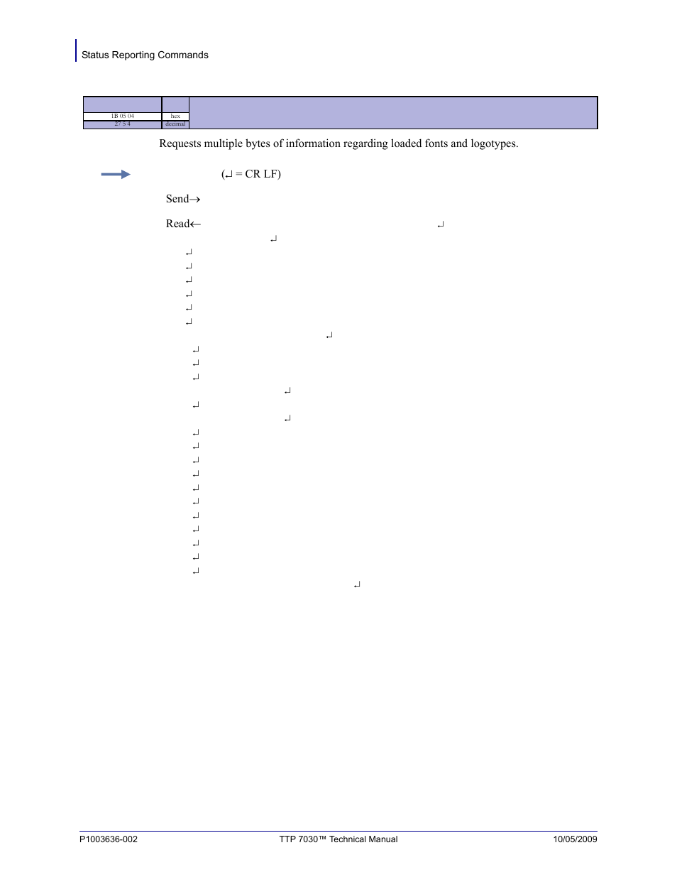 Esc enq 004 | Zebra Technologies TTP 7030 User Manual | Page 58 / 128