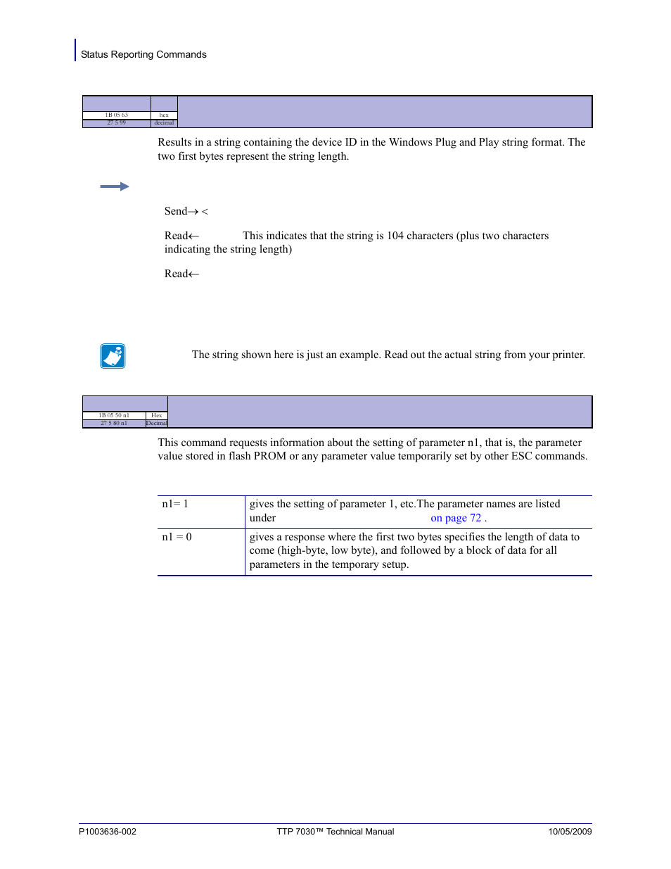 Esc enq c, Esc enq p | Zebra Technologies TTP 7030 User Manual | Page 62 / 128