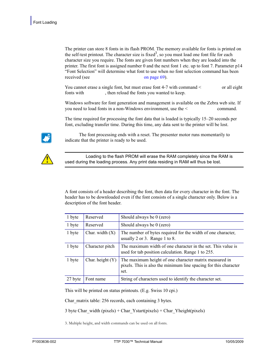 Font loading, File format | Zebra Technologies TTP 7030 User Manual | Page 64 / 128