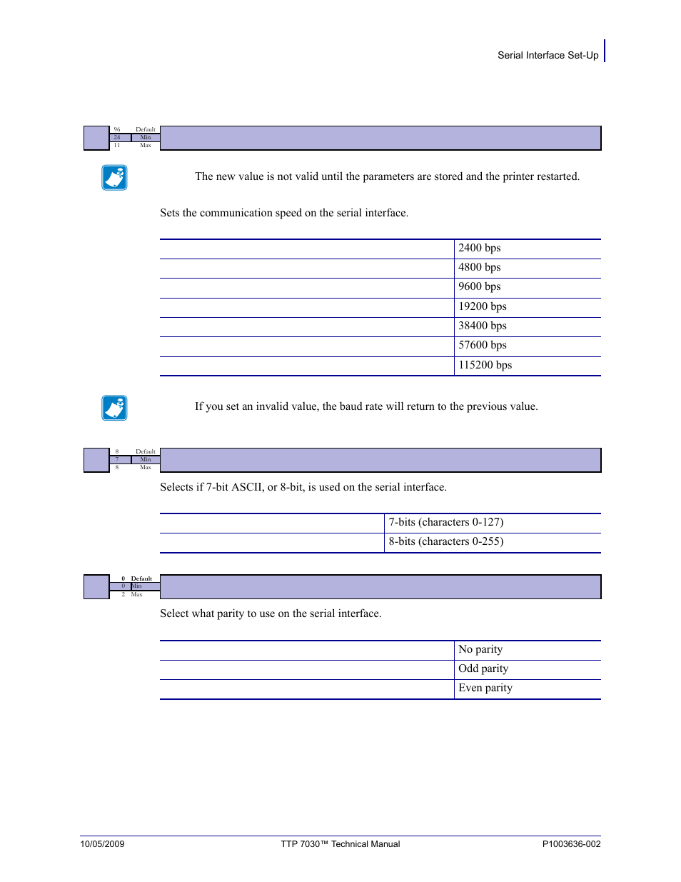 Serial interface set-up | Zebra Technologies TTP 7030 User Manual | Page 73 / 128