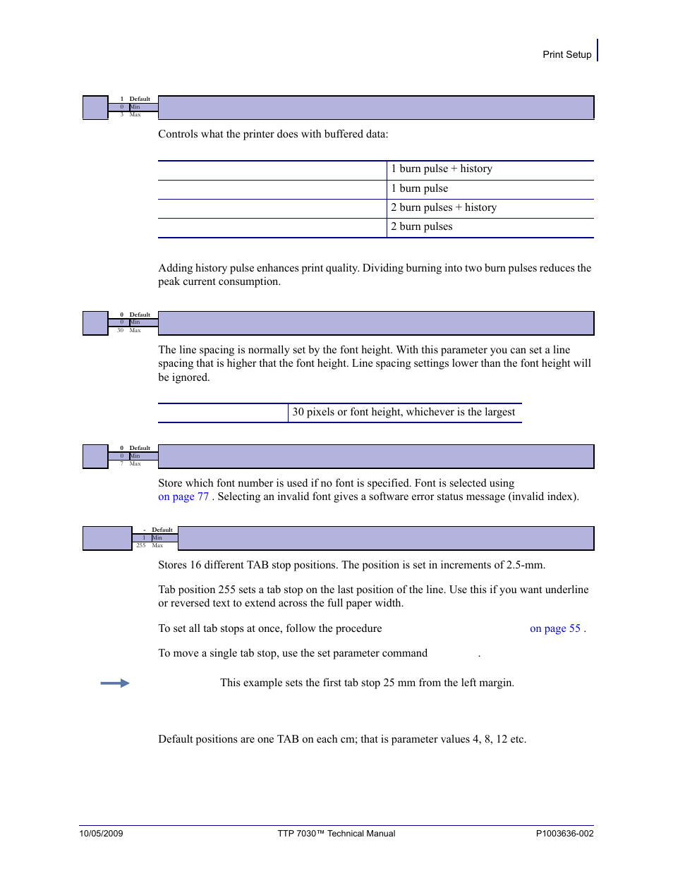 Ee parameter, 15 to 30 | Zebra Technologies TTP 7030 User Manual | Page 77 / 128