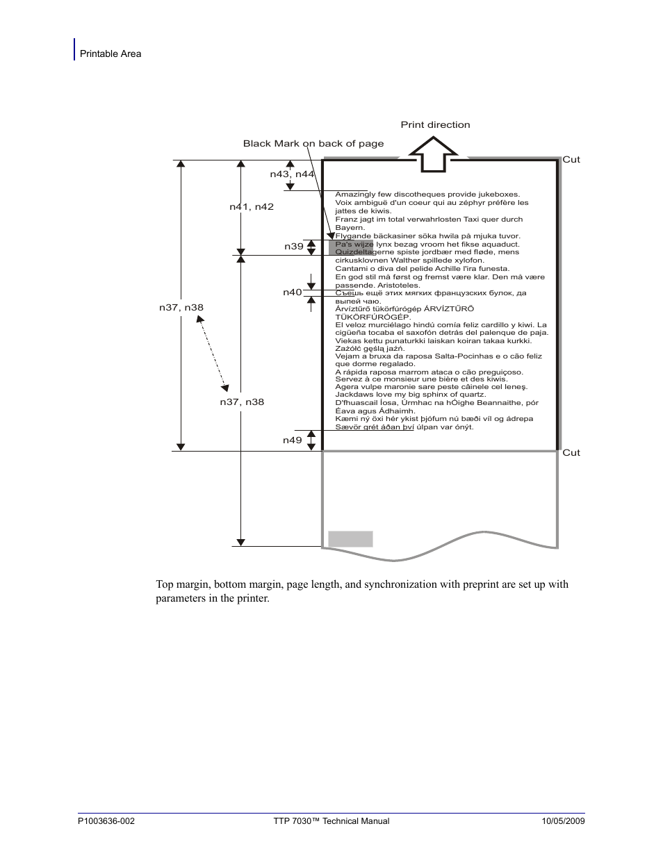 Printable area | Zebra Technologies TTP 7030 User Manual | Page 86 / 128