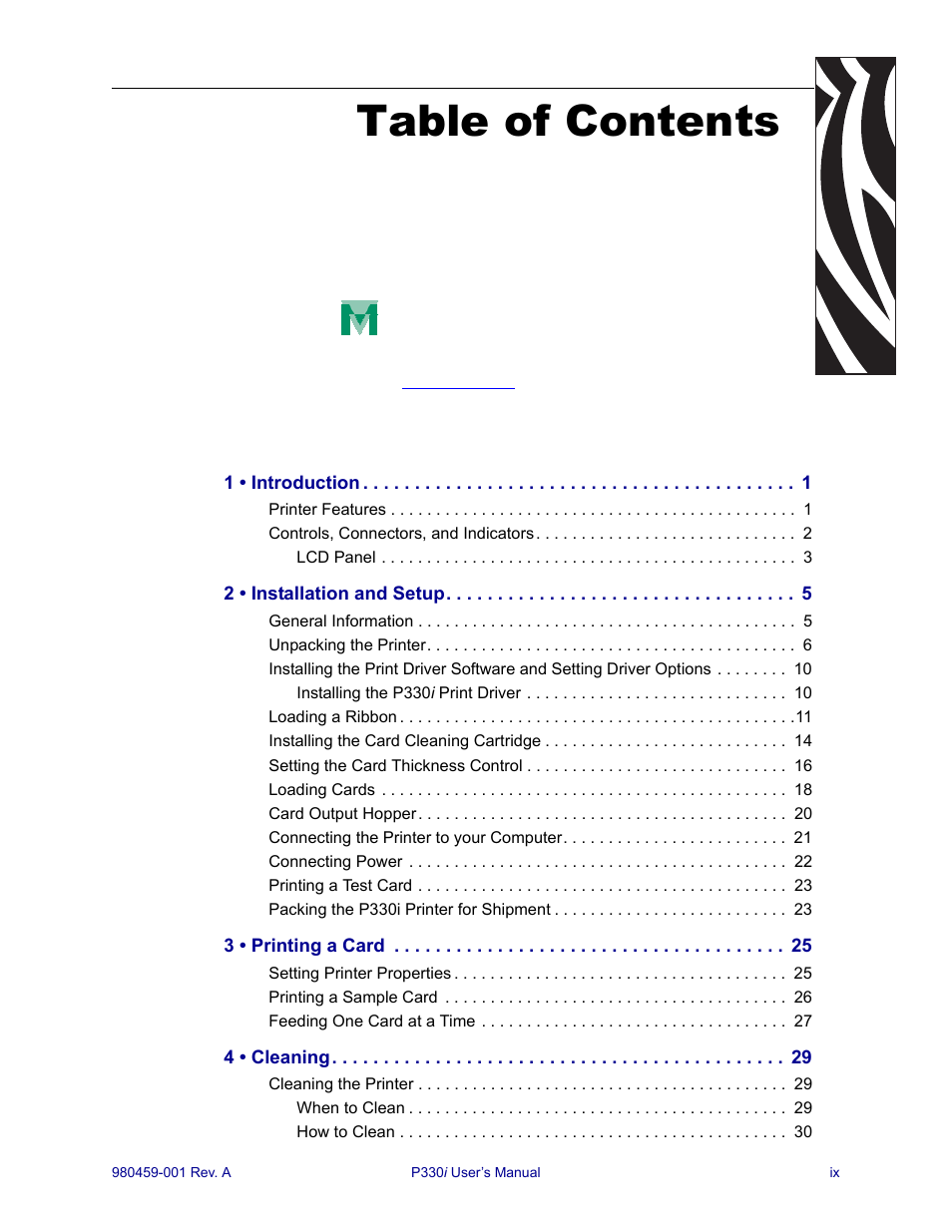 Zebra Technologies Zebra P330i User Manual | Page 9 / 66