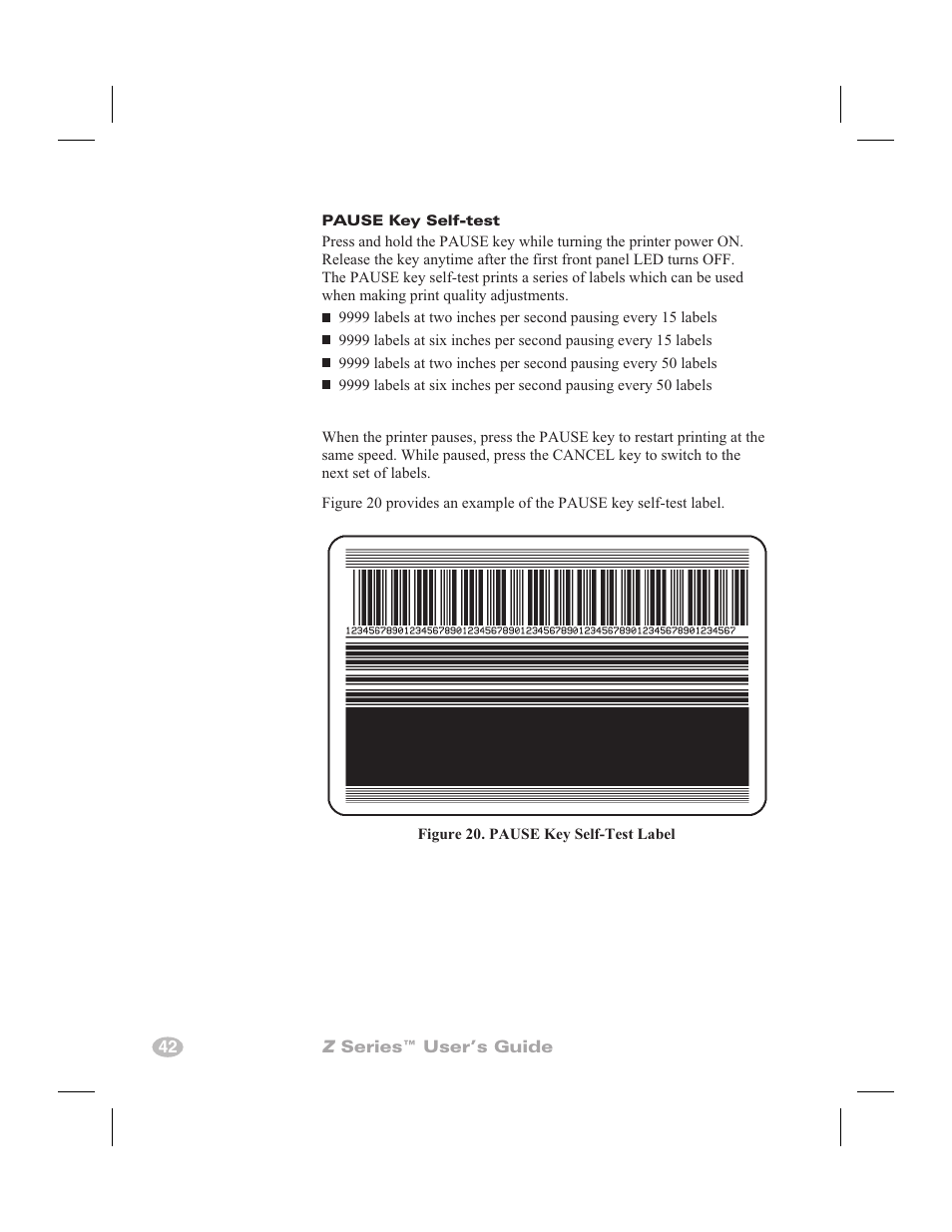 42 z series™ user’s guide | Zebra Technologies Zebra Z4000 User Manual | Page 50 / 98