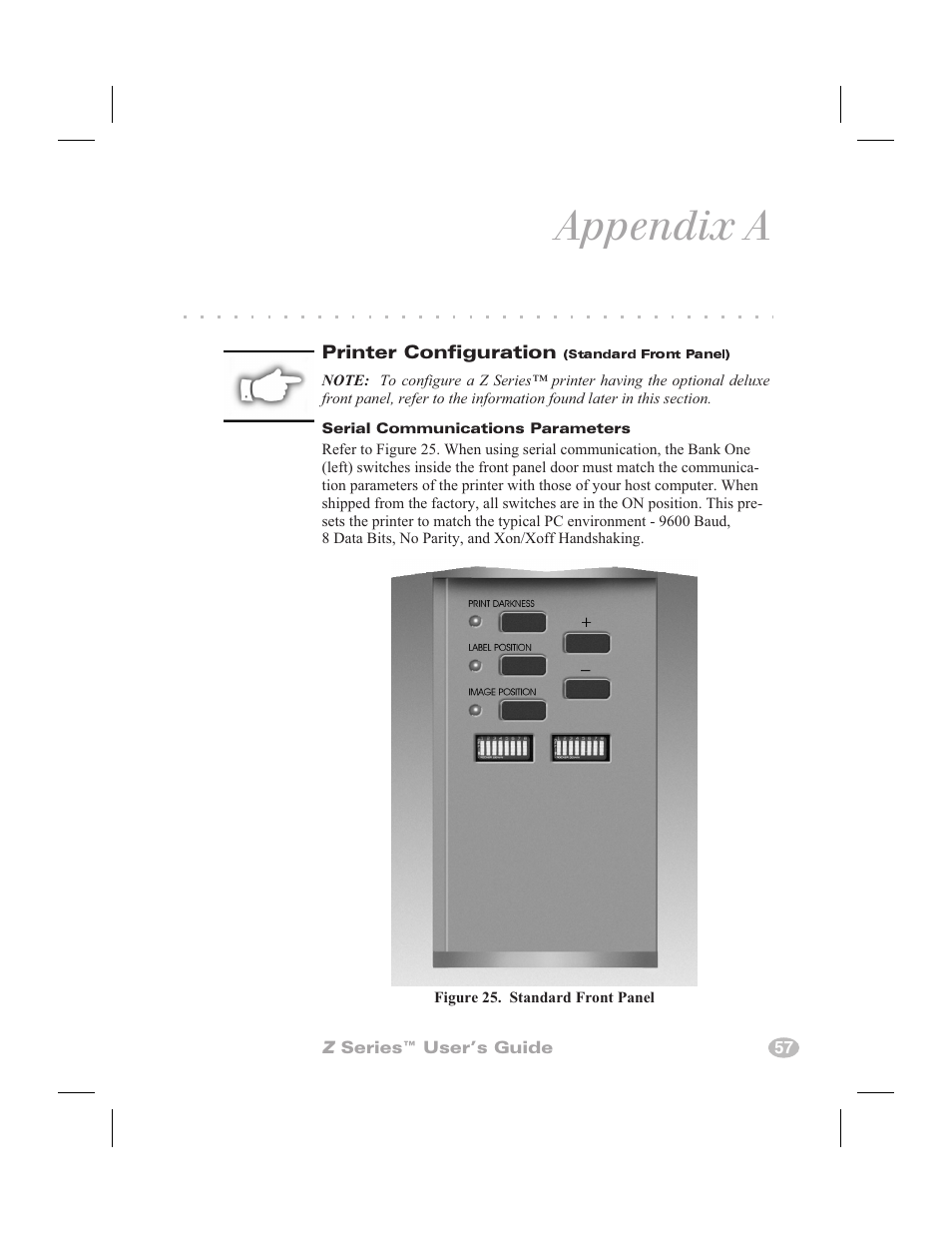 Communicaitons 56, Appendix a | Zebra Technologies Zebra Z4000 User Manual | Page 65 / 98