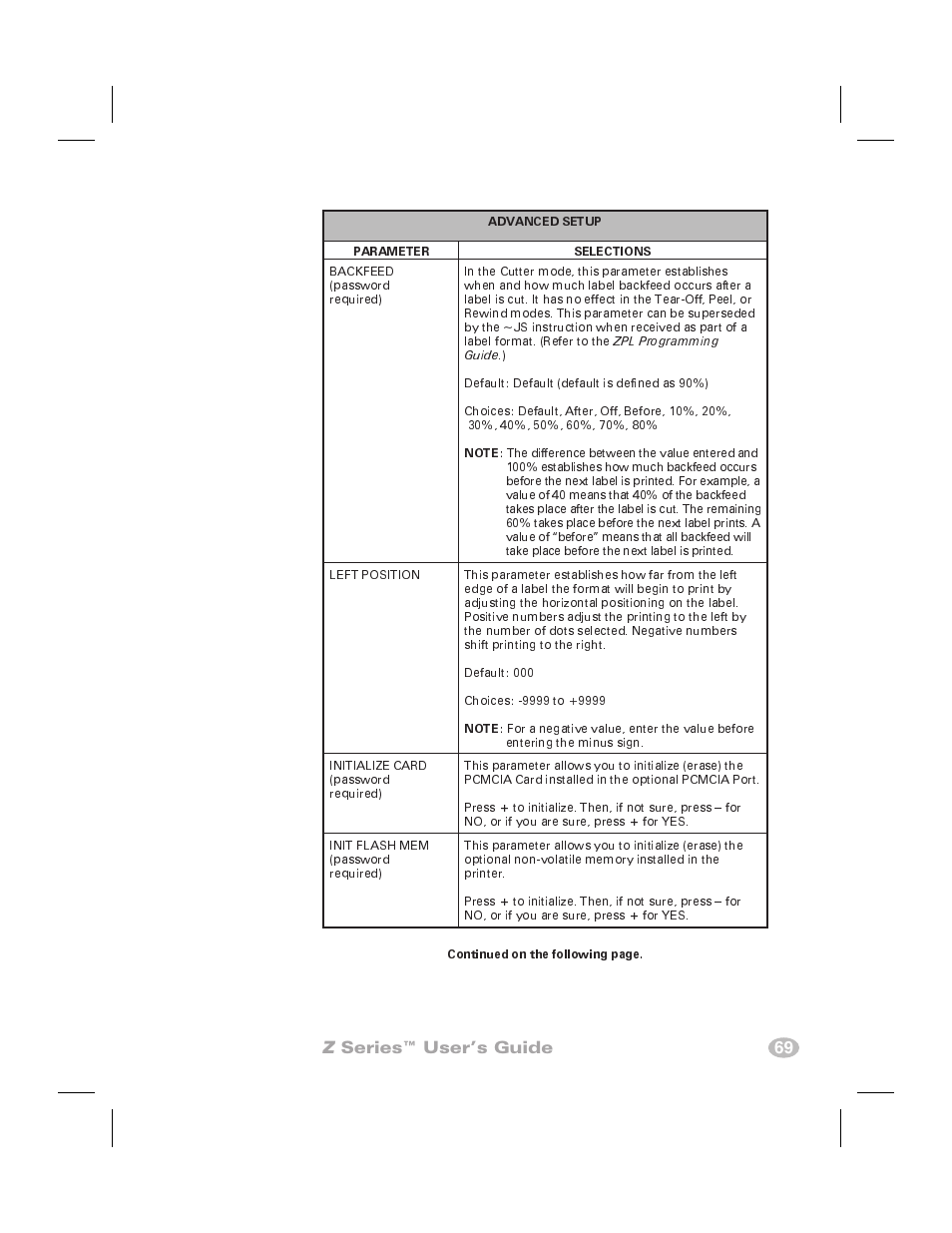 Z series™ user’s guide 69 | Zebra Technologies Zebra Z4000 User Manual | Page 77 / 98