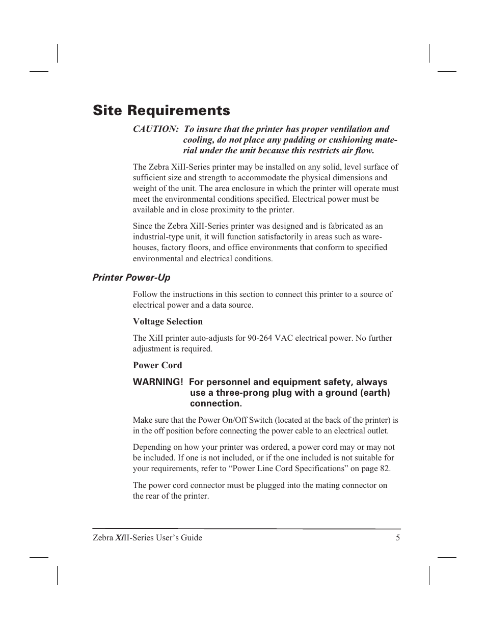 Site requirements | Zebra Technologies XiII-Series User Manual | Page 17 / 118