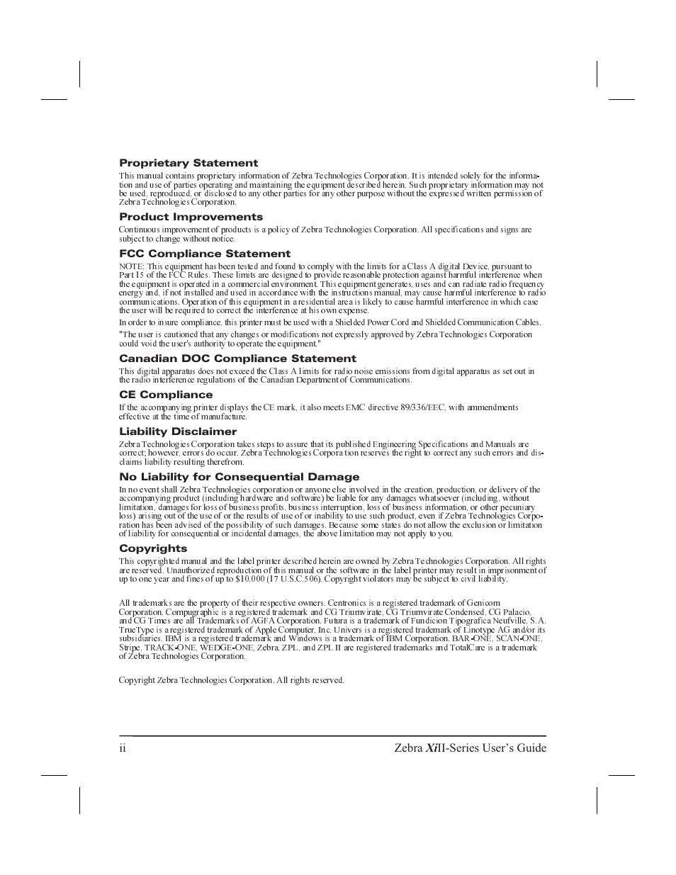 Ii zebra xi ii-series user’s guide | Zebra Technologies XiII-Series User Manual | Page 2 / 118