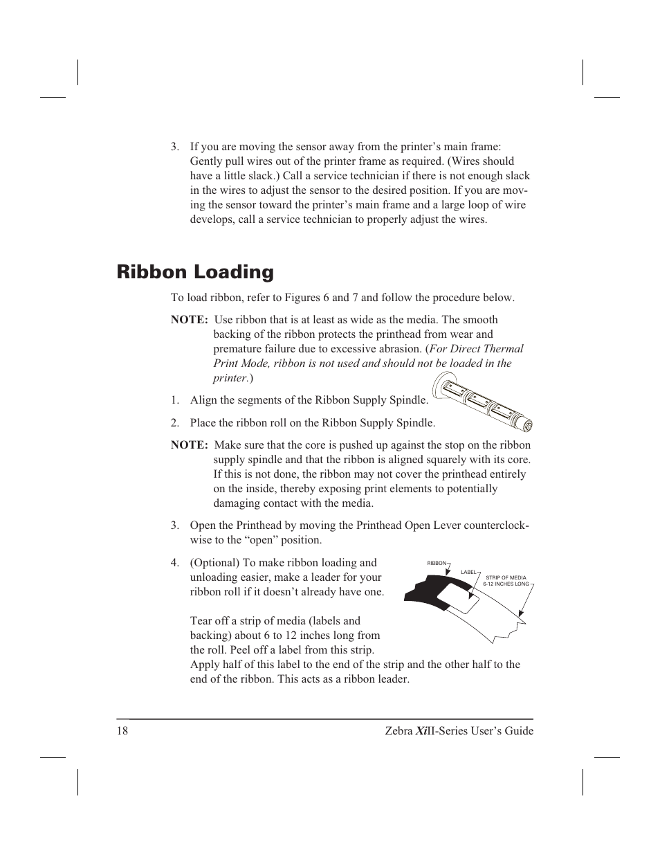 Ribbon loading | Zebra Technologies XiII-Series User Manual | Page 30 / 118