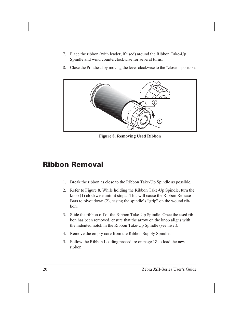 Ribbon removal | Zebra Technologies XiII-Series User Manual | Page 32 / 118