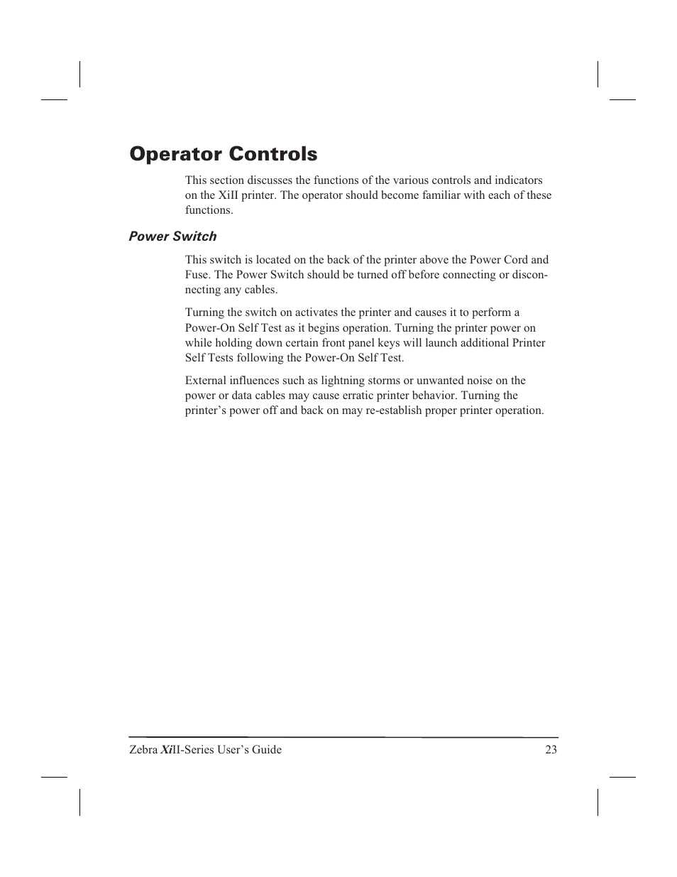 Operator controls | Zebra Technologies XiII-Series User Manual | Page 35 / 118