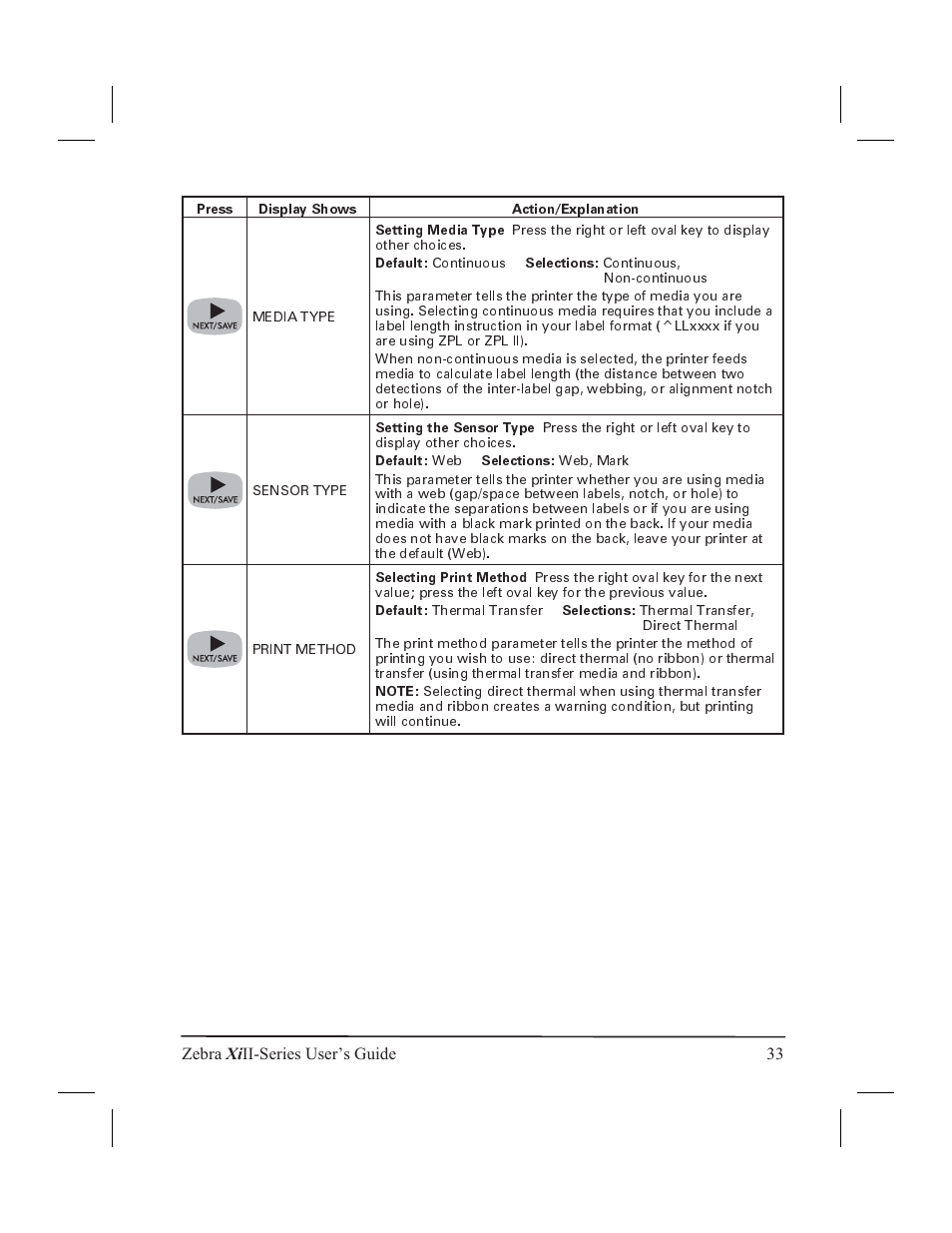 Site requirements 5, Printer power-up 5, Zebra xi ii-series user’s guide 33 | Zebra Technologies XiII-Series User Manual | Page 45 / 118