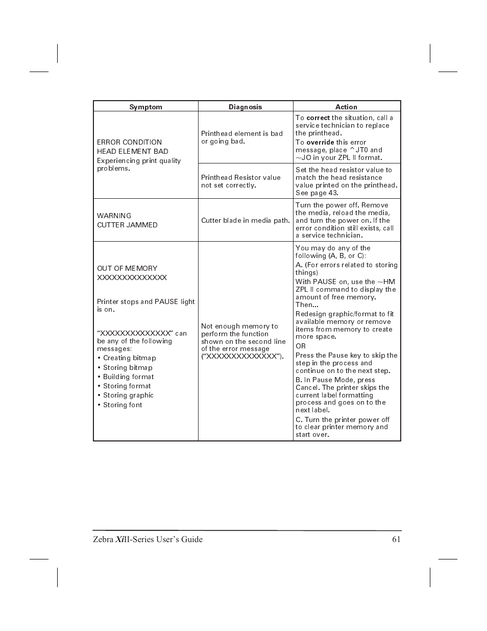 Zebra Technologies XiII-Series User Manual | Page 73 / 118