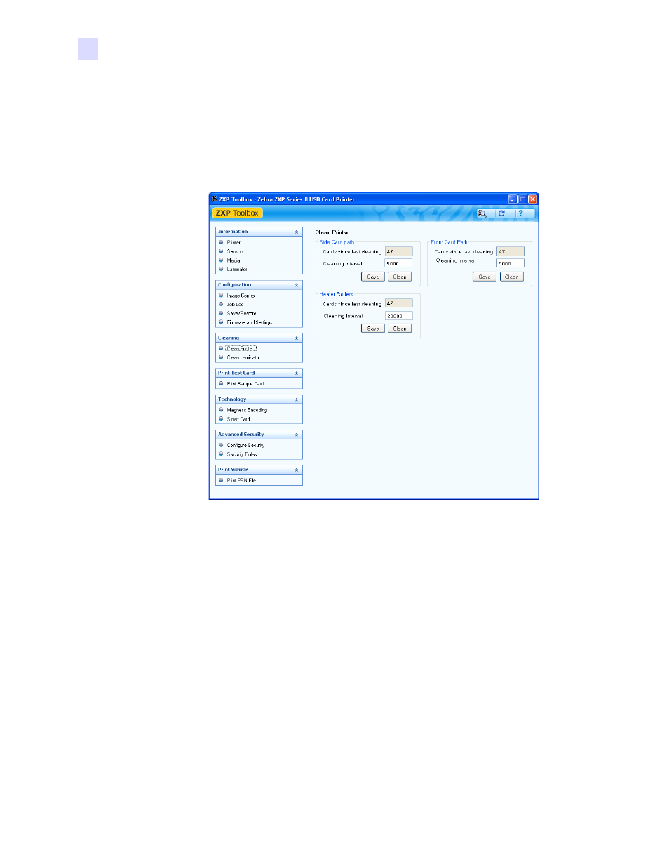 Cleaning, Clean printer | Zebra Technologies P1013372-001 REV. A User Manual | Page 100 / 216