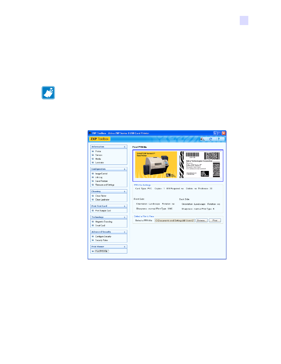 Print viewer, Print prn file | Zebra Technologies P1013372-001 REV. A User Manual | Page 109 / 216