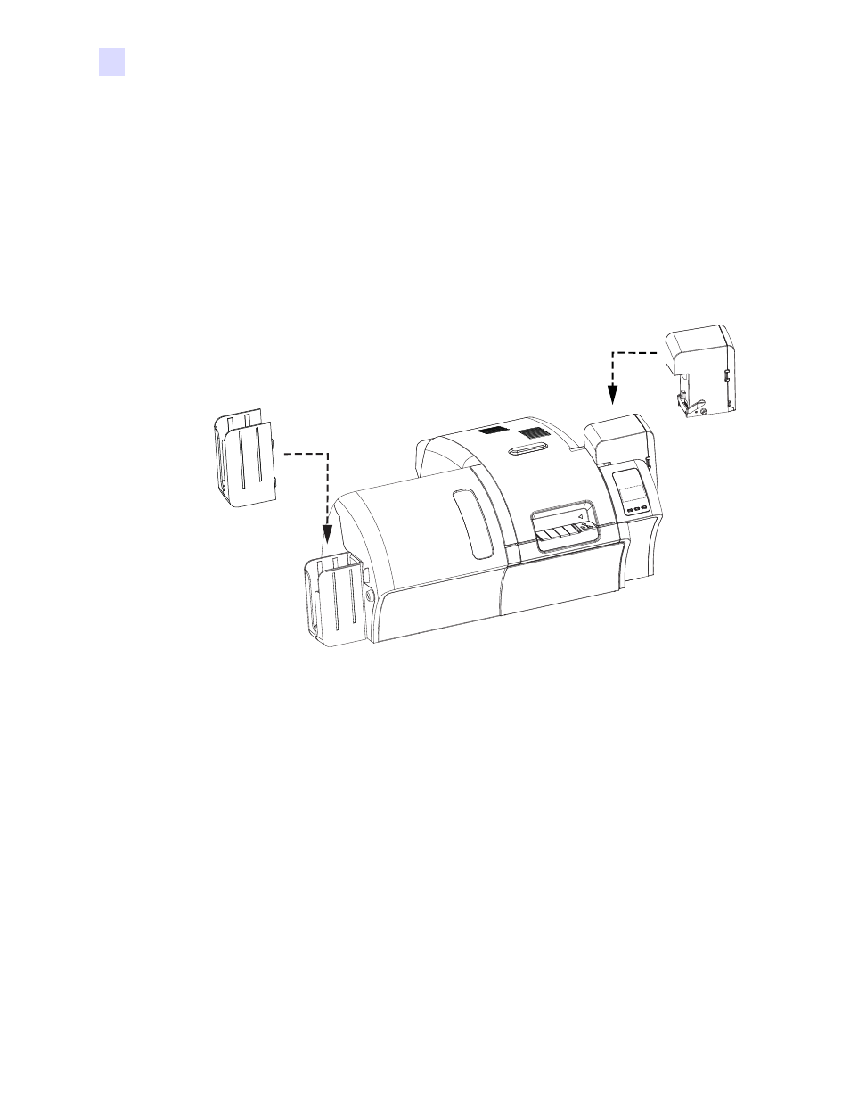 Installing the card hoppers, Input hopper, Output hopper | Zebra Technologies P1013372-001 REV. A User Manual | Page 14 / 216