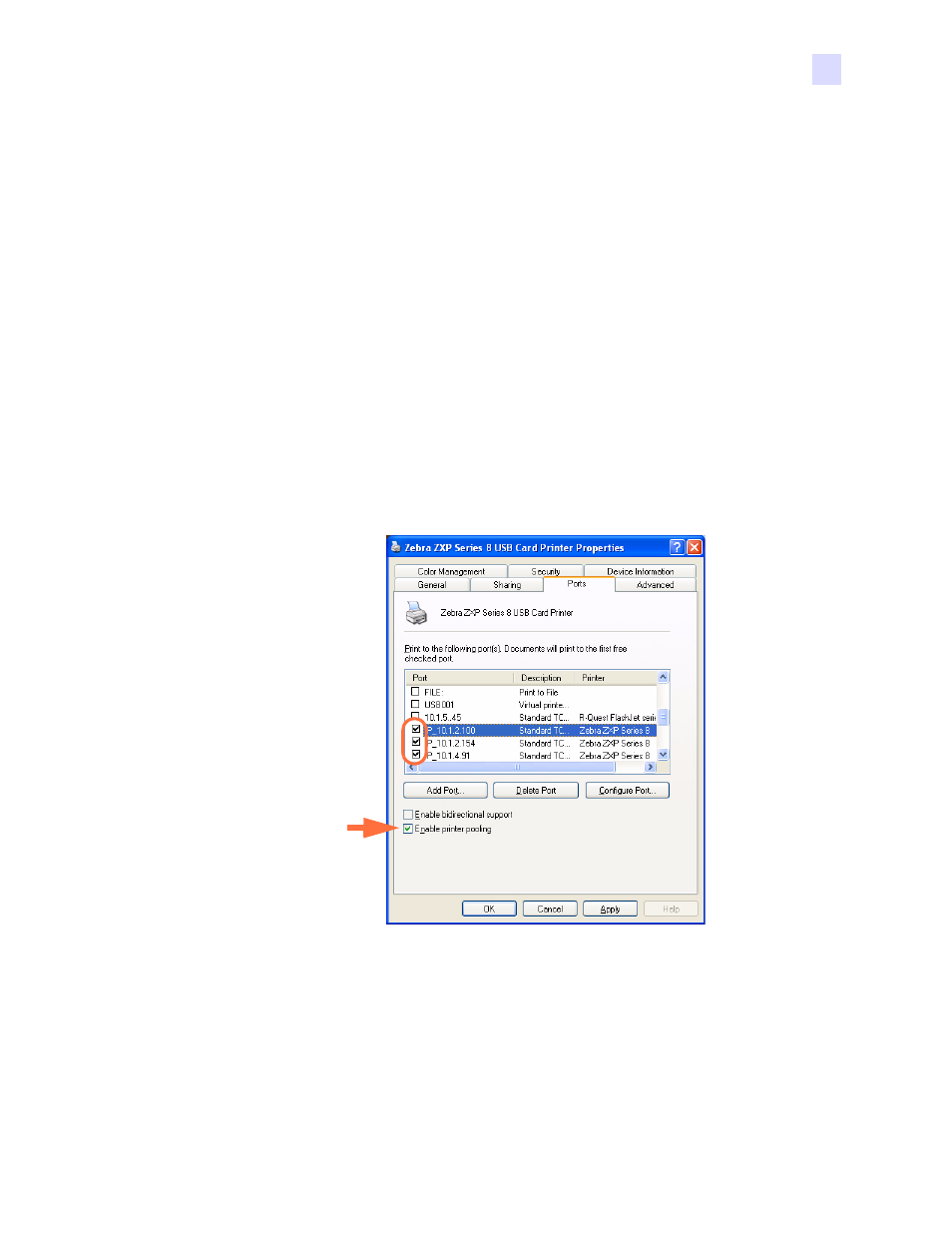 Setting up printer pooling, Pooling | Zebra Technologies P1013372-001 REV. A User Manual | Page 193 / 216