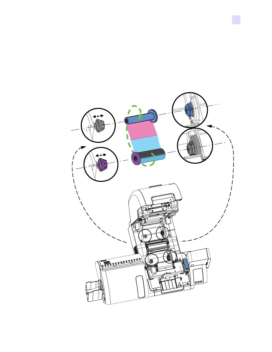 Loading a print ribbon | Zebra Technologies P1013372-001 REV. A User Manual | Page 21 / 216