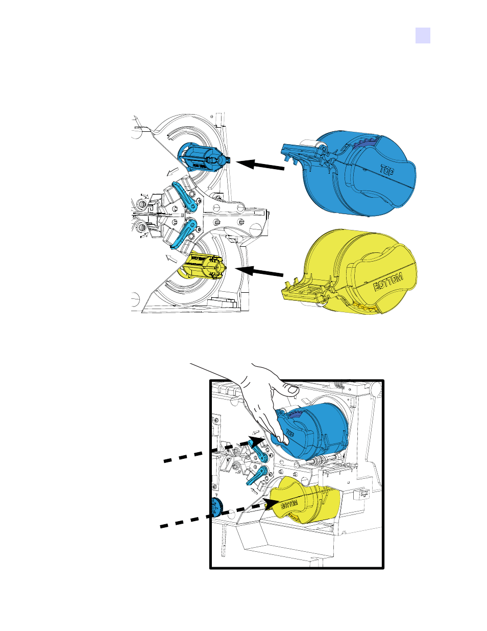 Installing the laminate cassette(s) | Zebra Technologies P1013372-001 REV. A User Manual | Page 29 / 216