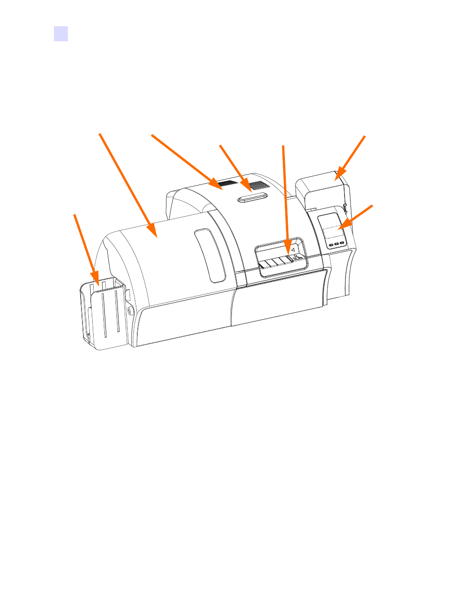 Components, Front view, covers closed | Zebra Technologies P1013372-001 REV. A User Manual | Page 6 / 216