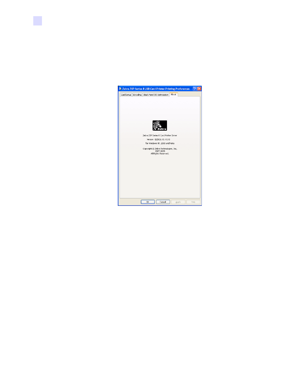 About tab | Zebra Technologies P1013372-001 REV. A User Manual | Page 86 / 216