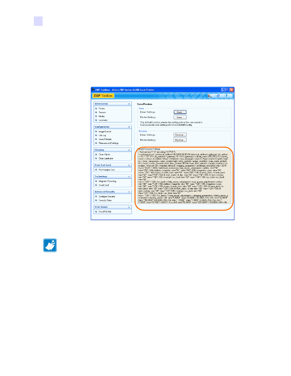Save/restore | Zebra Technologies P1013372-001 REV. A User Manual | Page 96 / 216