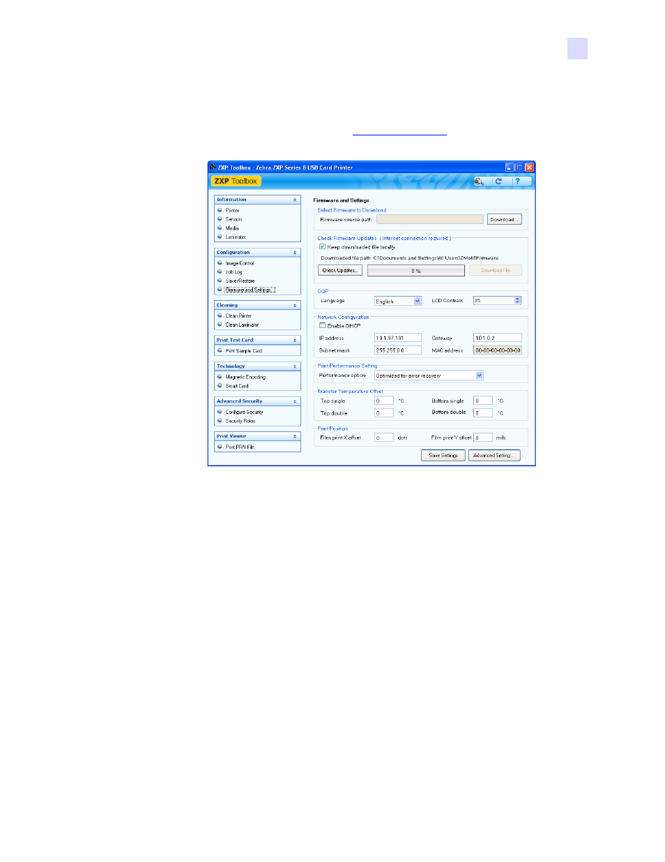 Firmware and settings | Zebra Technologies P1013372-001 REV. A User Manual | Page 97 / 216