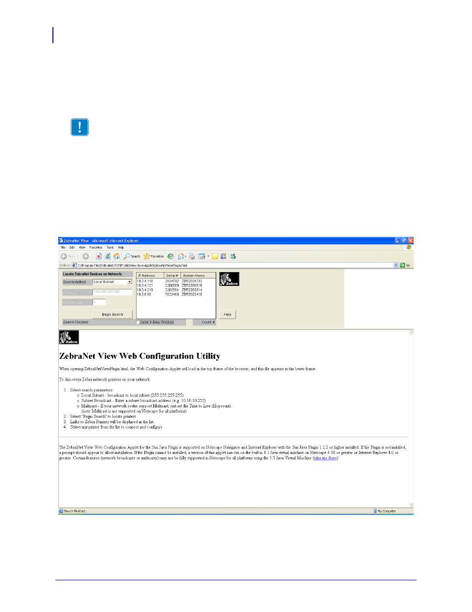 Zebranet view java applet | Zebra Technologies ZebraNet ZM400TM User Manual | Page 104 / 130