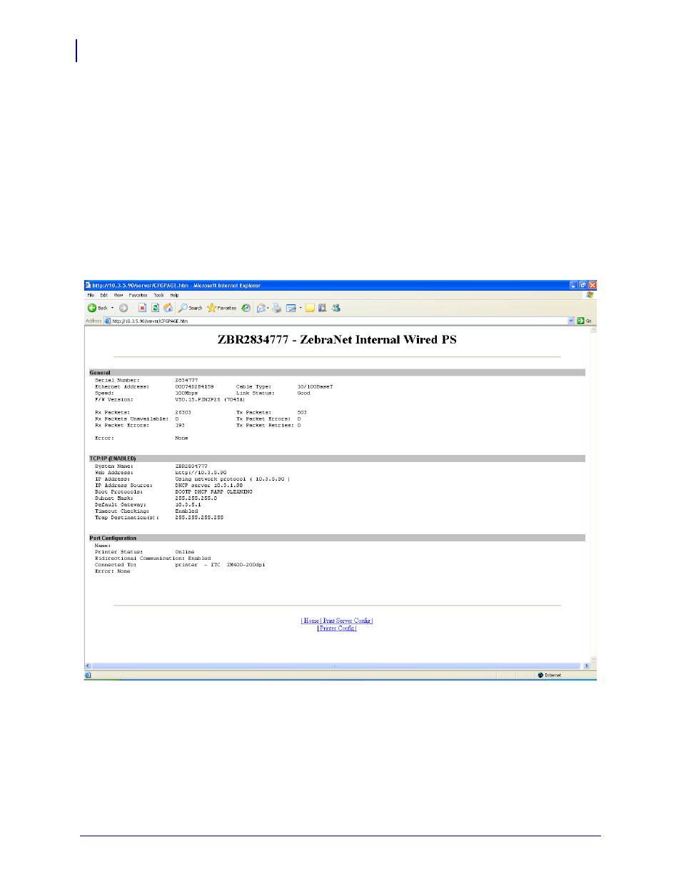 Print server status | Zebra Technologies ZebraNet ZM400TM User Manual | Page 28 / 130