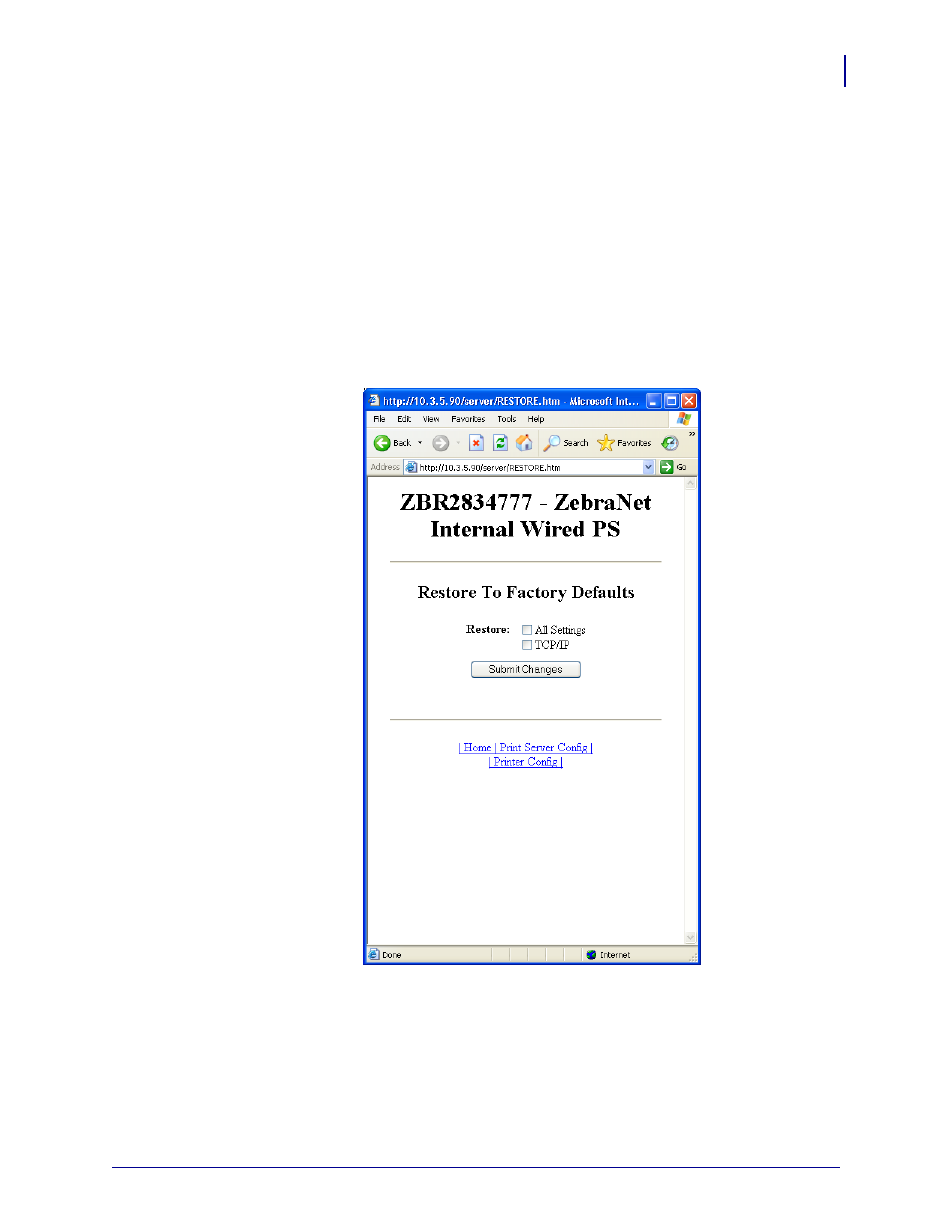 Restore | Zebra Technologies ZebraNet ZM400TM User Manual | Page 31 / 130