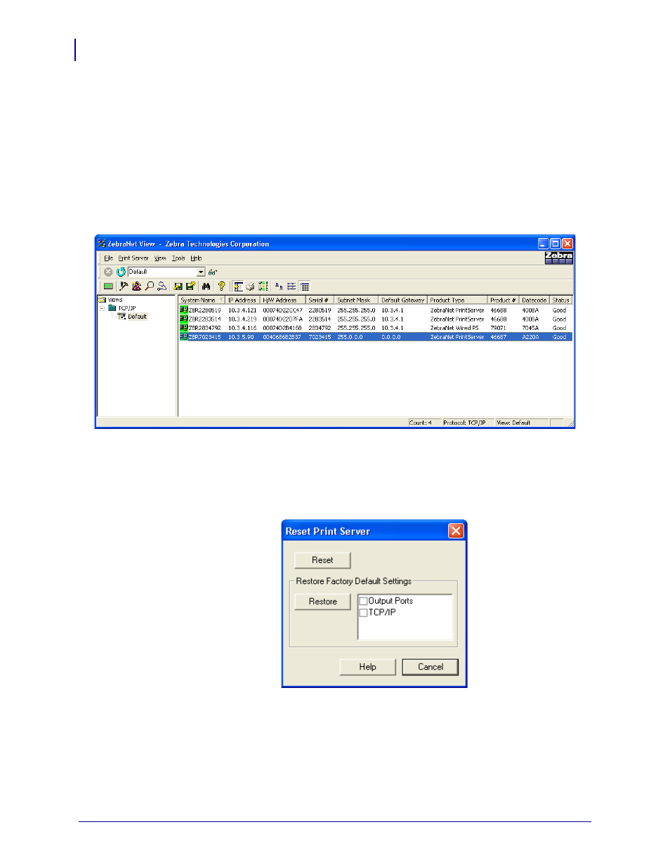 Zebranet view | Zebra Technologies ZebraNet ZM400TM User Manual | Page 40 / 130