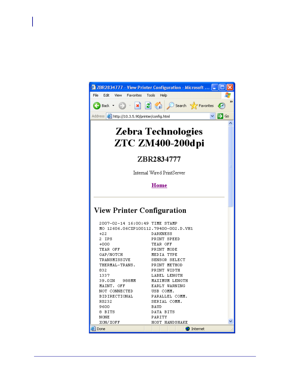 Zebra Technologies ZebraNet ZM400TM User Manual | Page 58 / 130