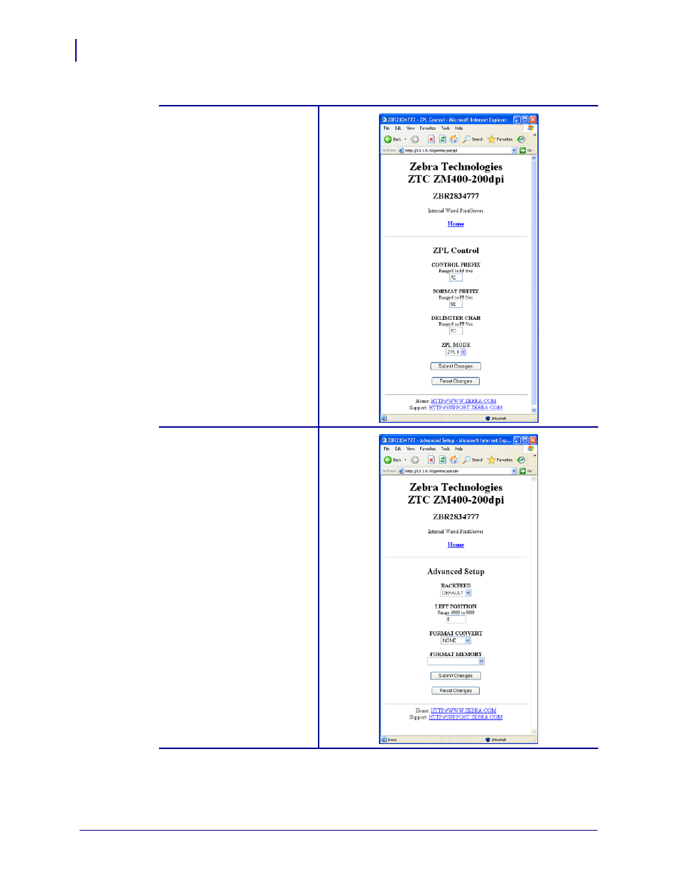 Zebra Technologies ZebraNet ZM400TM User Manual | Page 66 / 130