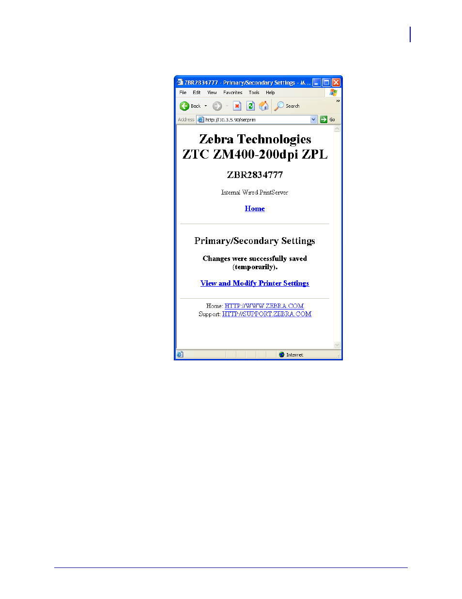 Tcp/ip settings, Figure 31 | Zebra Technologies ZebraNet ZM400TM User Manual | Page 71 / 130