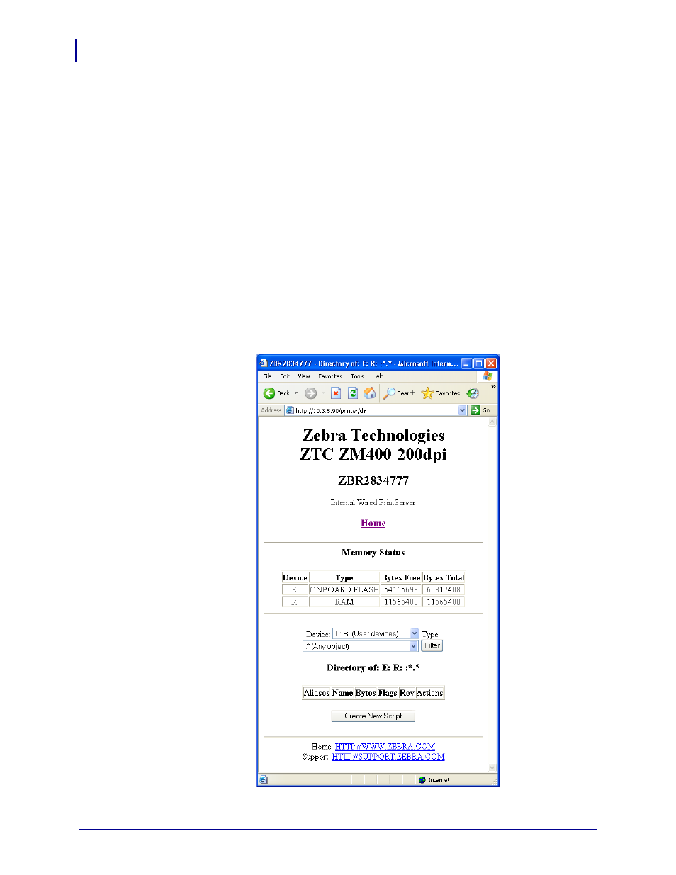 Directory listing | Zebra Technologies ZebraNet ZM400TM User Manual | Page 76 / 130