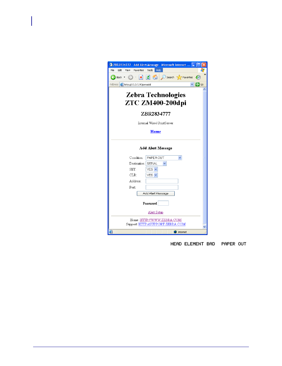 Zebra Technologies ZebraNet ZM400TM User Manual | Page 82 / 130