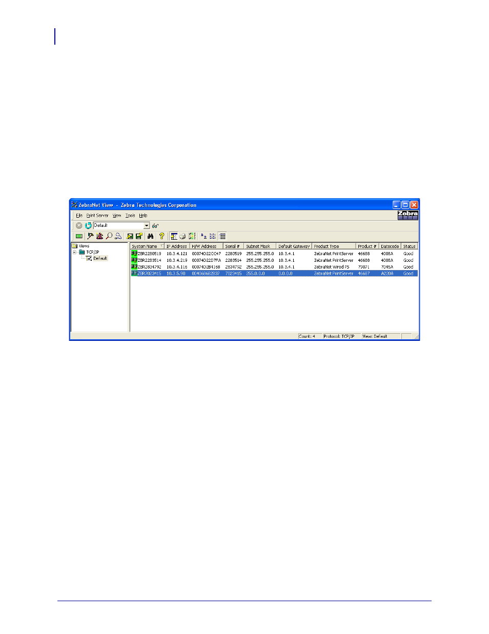 Zebranet view | Zebra Technologies ZebraNet ZM400TM User Manual | Page 94 / 130