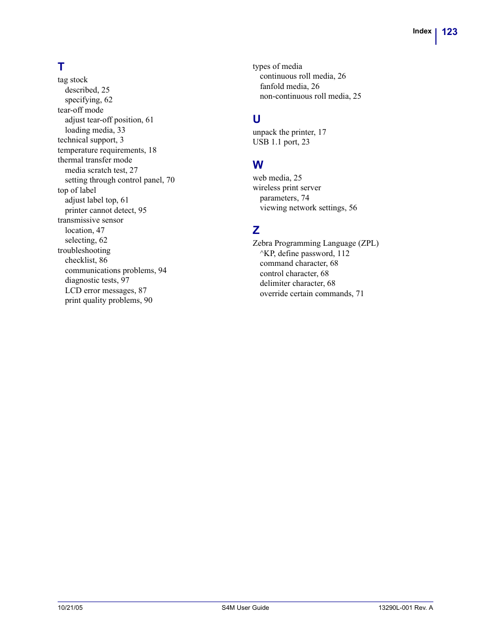 Zebra S4M User Manual | Page 129 / 132