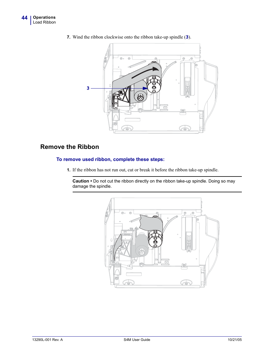 Remove the ribbon | Zebra S4M User Manual | Page 50 / 132