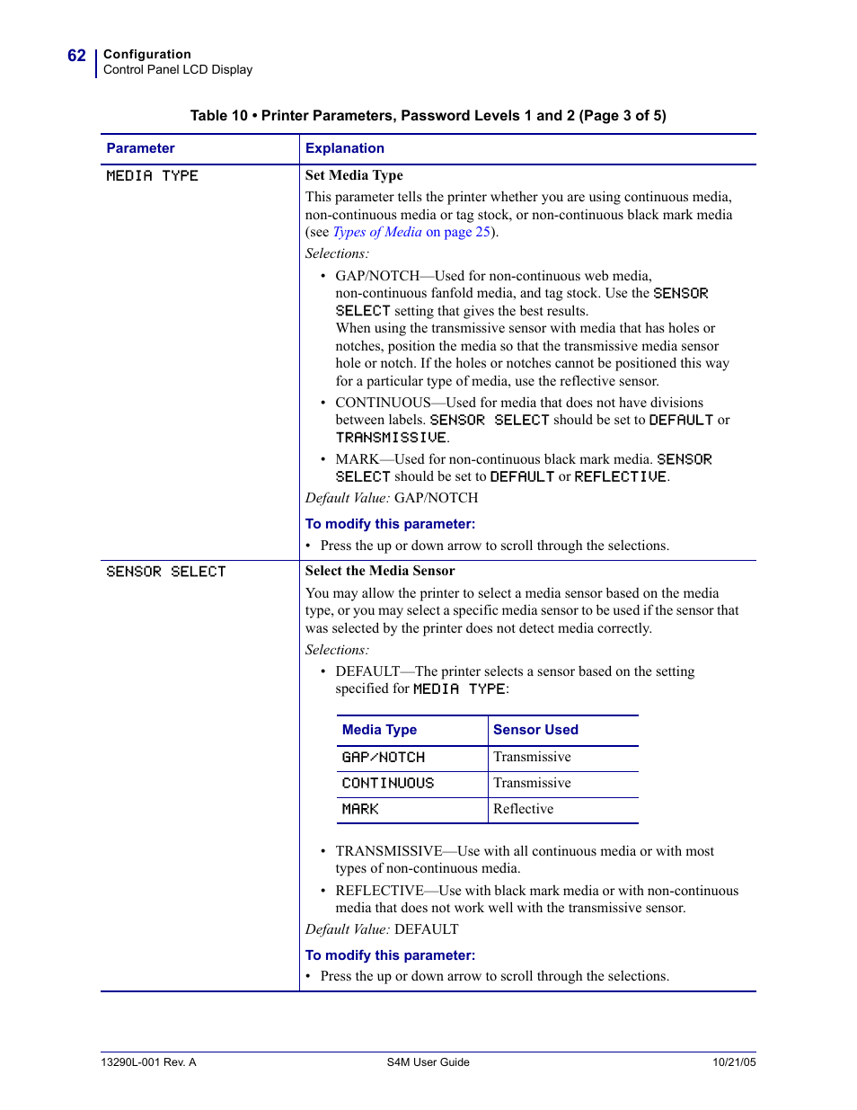 Select the media | Zebra S4M User Manual | Page 68 / 132