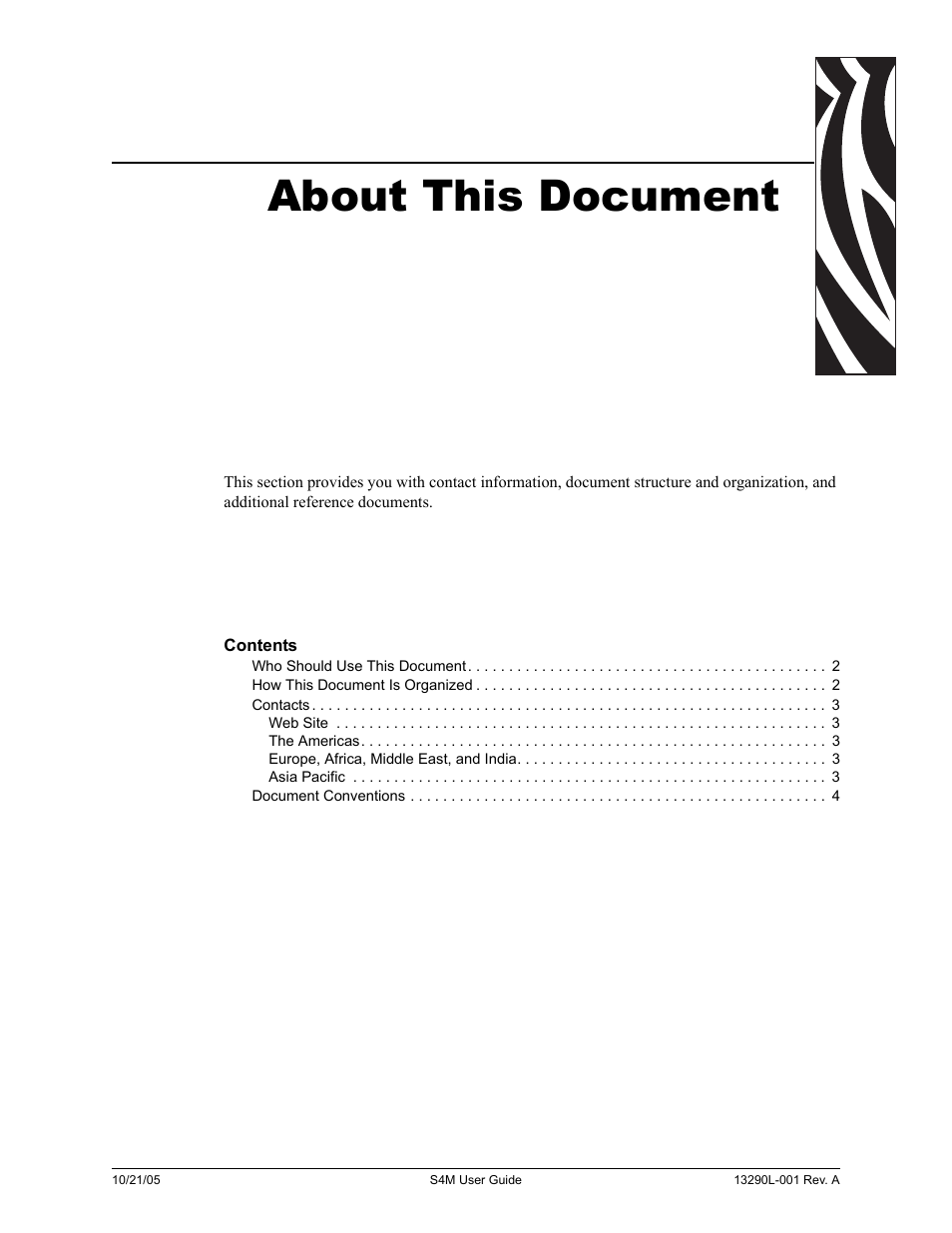 About this document | Zebra S4M User Manual | Page 7 / 132