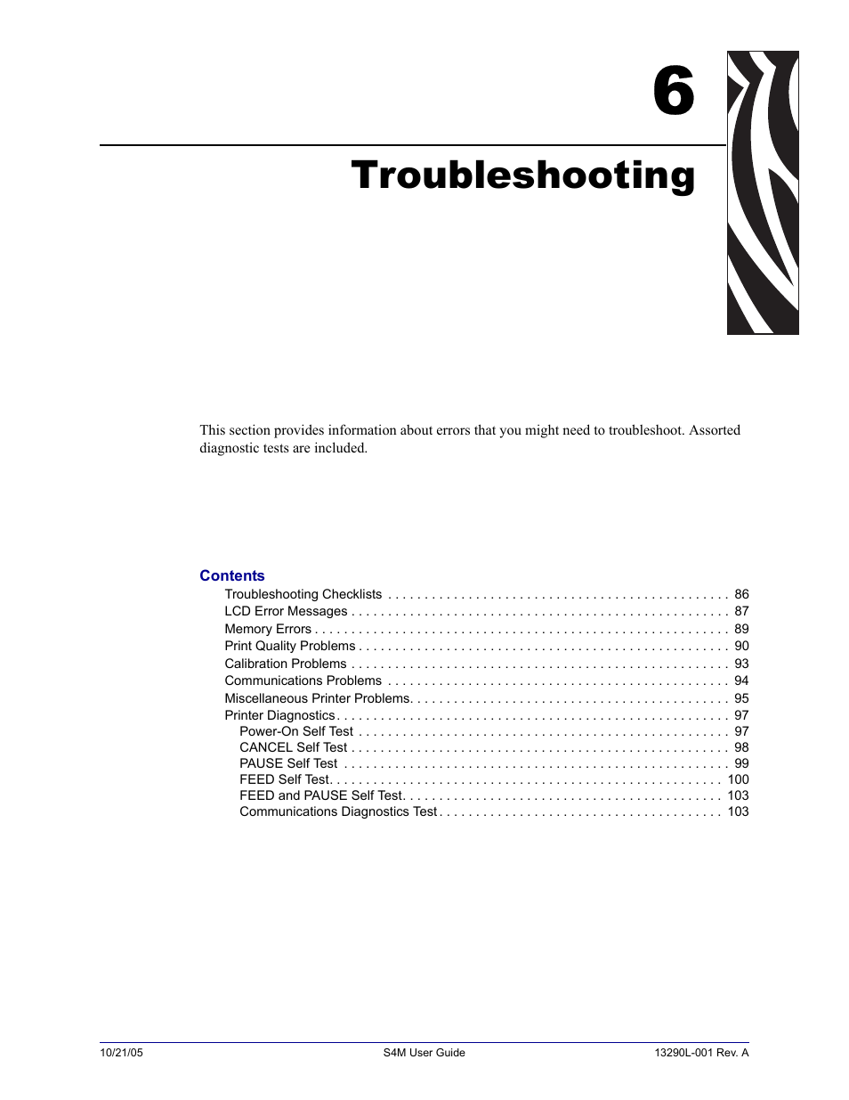 Troubleshooting, 6 • troubleshooting | Zebra S4M User Manual | Page 91 / 132