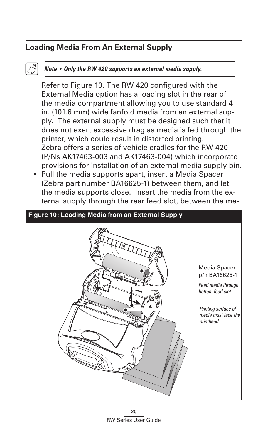 Loading media from an external supply | Zebra Technologies RW SERIES User Manual | Page 20 / 84