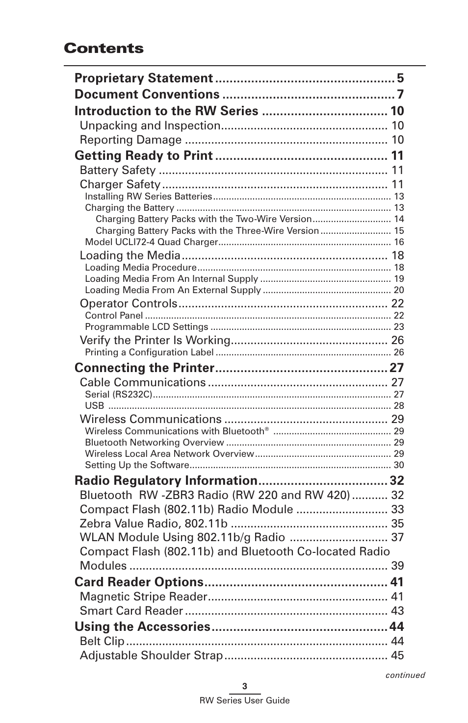 Zebra Technologies RW SERIES User Manual | Page 3 / 84