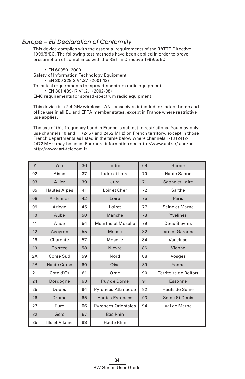 Europe – eu declaration of conformity | Zebra Technologies RW SERIES User Manual | Page 34 / 84